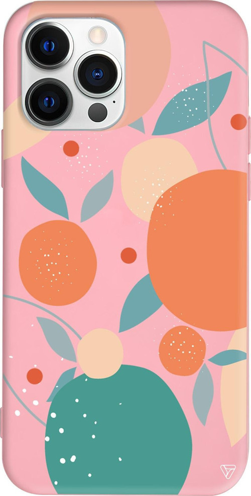 iPhone 15 Pro Max Uyumlu Pembe Renkli Silikon Abstract Koleksiyonu Orange Shape Telefon Kılıfı
