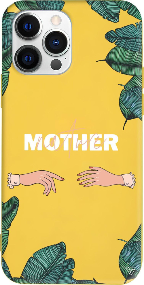 iPhone 15 Pro Max Uyumlu Sarı Renkli Silikon Nature Mother Telefon Kılıfı