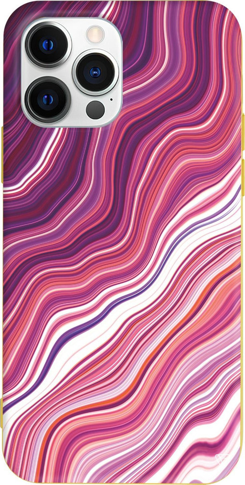 iPhone 15 Pro Max Uyumlu Sarı Renkli Silikon Pink Marble Telefon Kılıfı