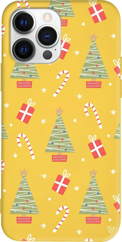 iPhone 15 Pro Max Uyumlu Sarı Renkli Silikon Christmas Candy Telefon Kılıfı