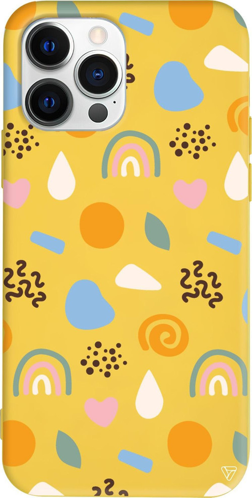 iPhone 15 Pro Max Uyumlu Sarı Renkli Silikon Abstract Koleksiyonu Abstract 4 Telefon Kılıfı