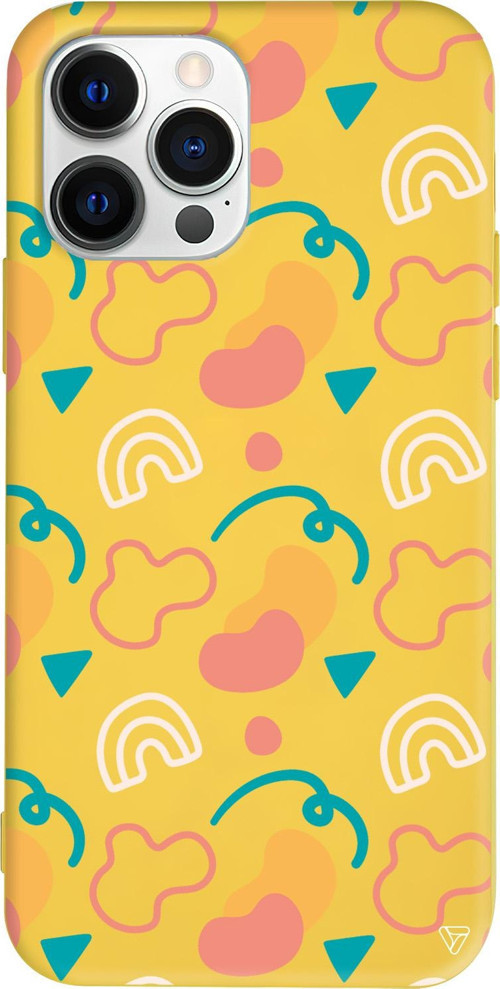 iPhone 15 Pro Max Uyumlu Sarı Renkli Silikon Abstract Koleksiyonu Abstract 8 Telefon Kılıfı