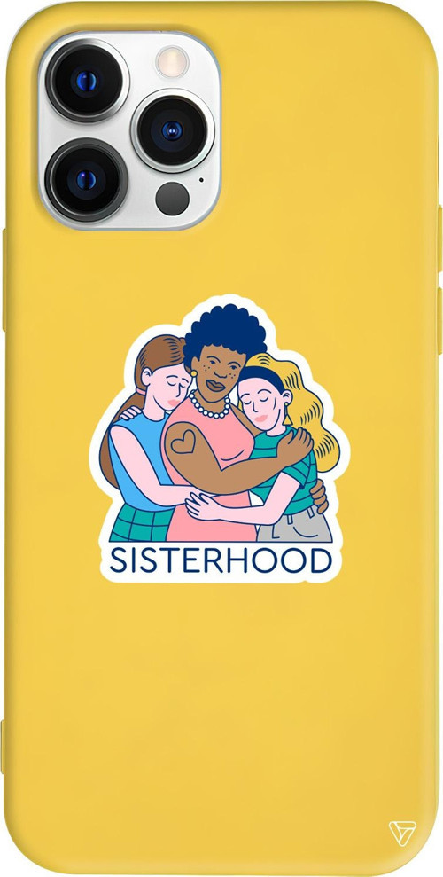 iPhone 15 Pro Max Uyumlu Sarı Renkli Silikon Sisterhood Telefon Kılıfı