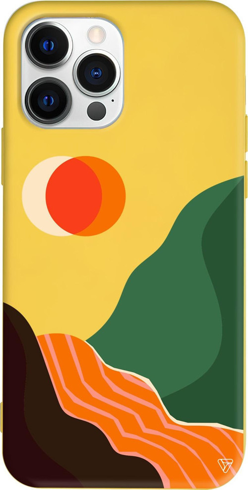iPhone 15 Pro Max Uyumlu Sarı Renkli Silikon Abstract Koleksiyonu Manzara Telefon Kılıfı