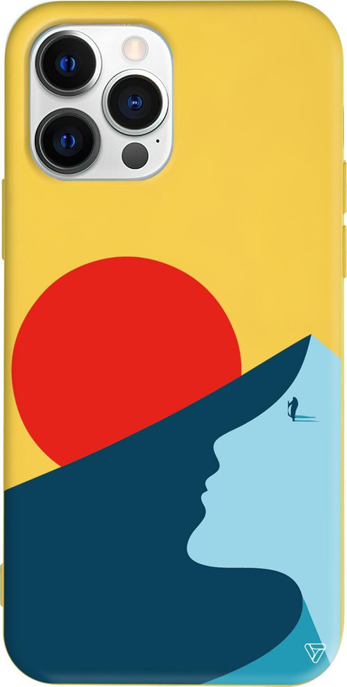 iPhone 15 Pro Max Uyumlu Sarı Renkli Silikon Abstract Koleksiyonu Negative Space Telefon Kılıfı