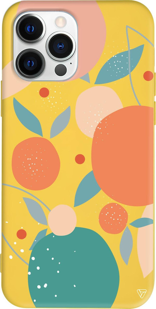 iPhone 15 Pro Max Uyumlu Sarı Renkli Silikon Abstract Koleksiyonu Orange Shape Telefon Kılıfı