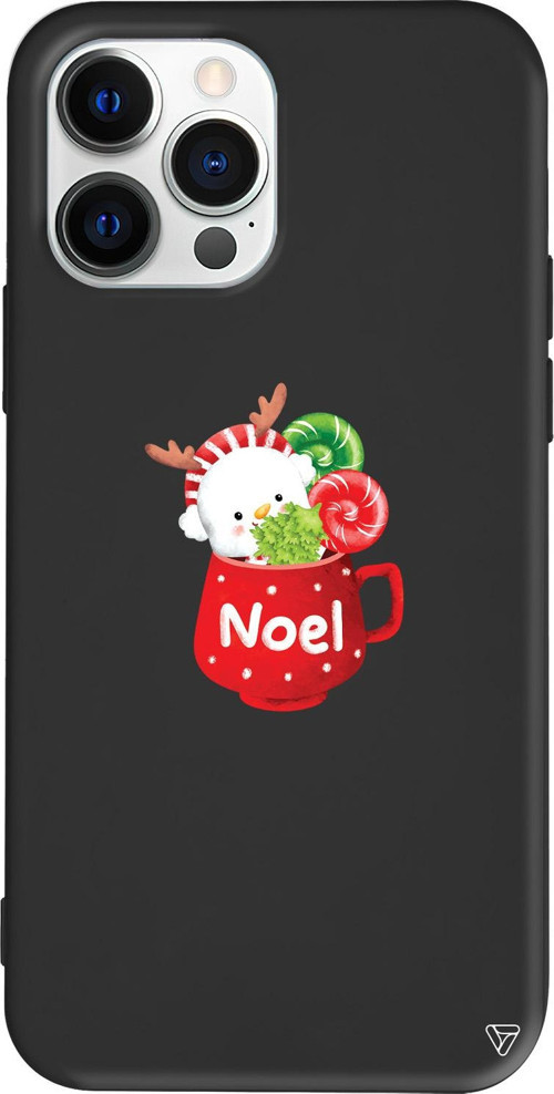 iPhone 15 Pro Max Uyumlu Siyah Renkli Silikon A Cup Of Xmas 5 Telefon Kılıfı