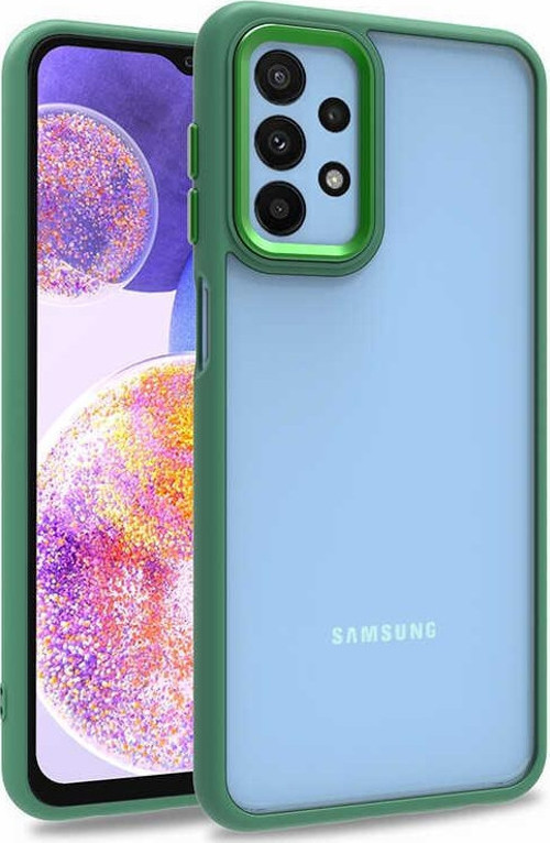 Samsung Galaxy M23 Kapak Metal Kamera Korumalı Arkası Şeffaf Silikon Kılıf - Yeşil
