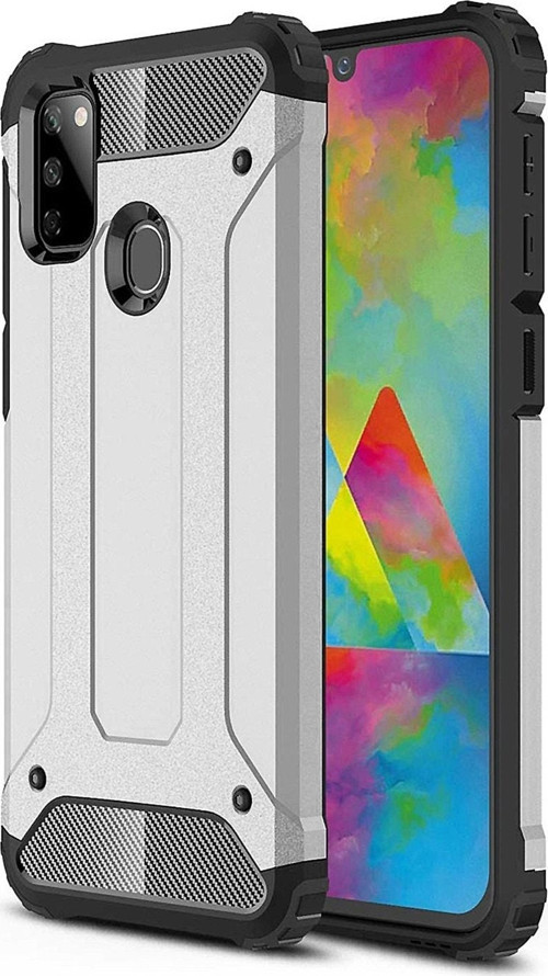Samsung Galaxy M30s Kapak Çift Katmanlı Zırh Tank Kılıf - Gri