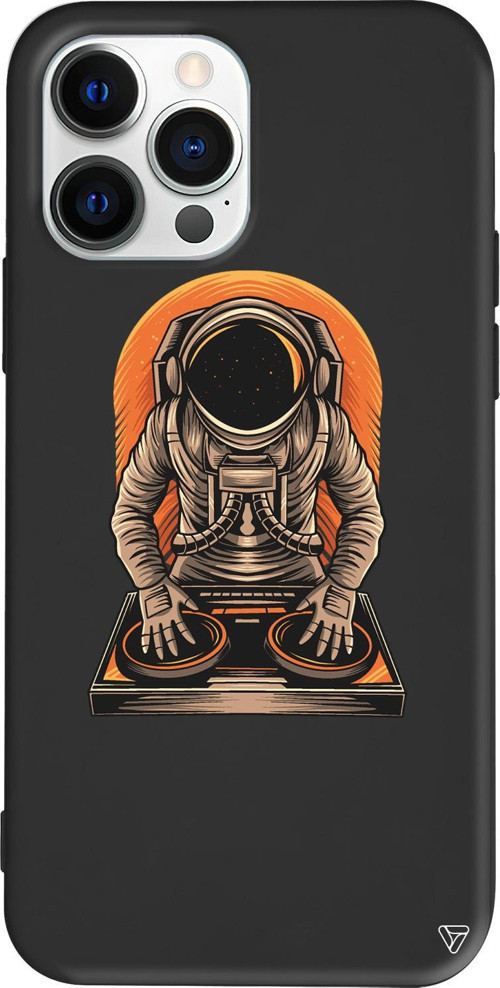 iPhone 15 Pro Max Uyumlu Siyah Renkli Silikon DJ Astronot Telefon Kılıfı