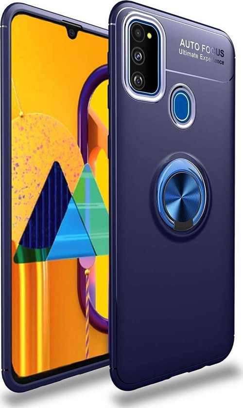 Samsung Galaxy M30S Kılıf Renkli Yüzüklü Manyetik Silikon Kapak Mavi - Mavi