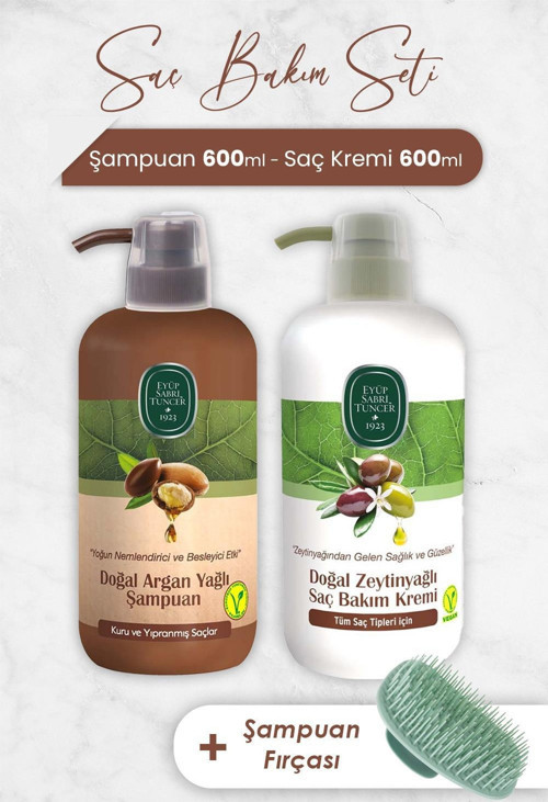 Argan Yağlı Şampuan, Saç Kremi ve Şampuan Fırçası