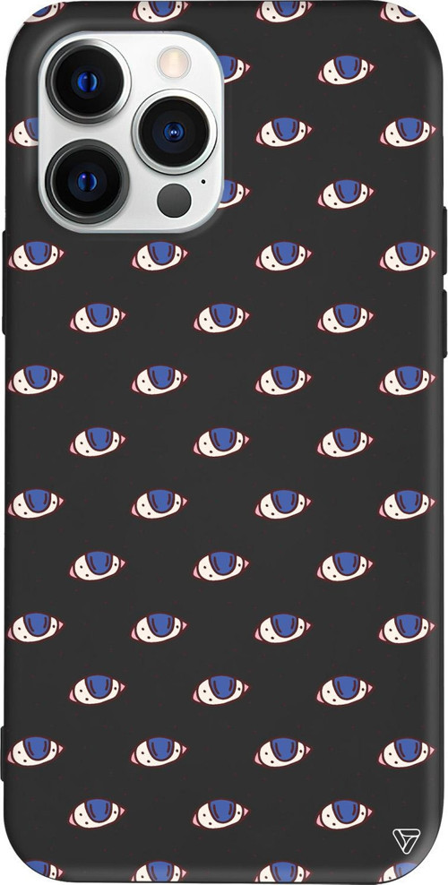 iPhone 15 Pro Max Uyumlu Siyah Renkli Silikon Eyes On You Telefon Kılıfı
