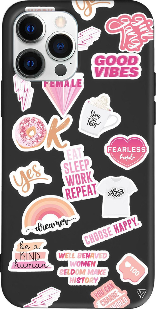 iPhone 15 Pro Max Uyumlu Siyah Renkli Silikon Female Sticker Telefon Kılıfı