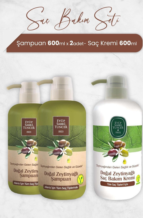 Zeytinyağlı Şampuan 600 ml x 2 Adet ve Saç Kremi