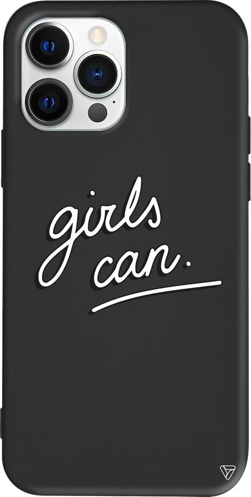 iPhone 15 Pro Max Uyumlu Siyah Renkli Silikon Girls Can! Telefon Kılıfı