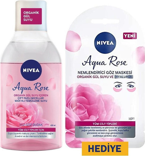 Aqua Rose Makyaj Temizleme Suyu 400 ml ve Nemlendirici Göz Maskesi