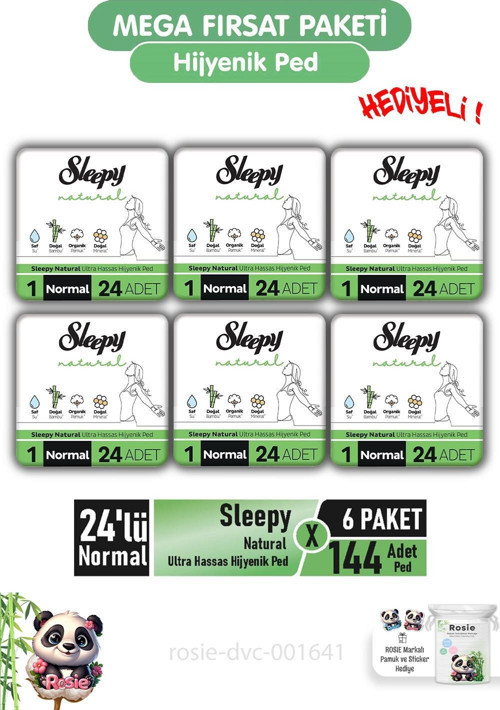 Natural Ultra Hassas Hijyenik Ped 24'lü Normal X 6 Paket ve ROSIE