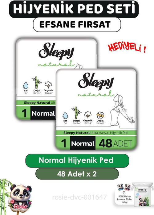 Natural Ultra Hassas Hijyenik Ped Normal 96 Adet Ped ve ROSIE