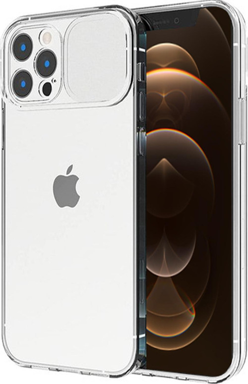 Apple iPhone 12 Pro Kapak Kamera Sürgülü Şeffaf Kılıf