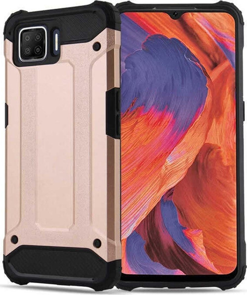 Oppo A73 Kapak Çift Katmanlı Zırh Tank Kılıf - Rose Gold