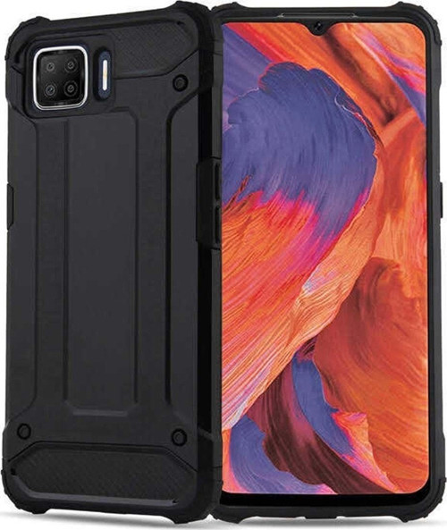 Oppo A73 Kapak Çift Katmanlı Zırh Tank Kılıf - Siyah