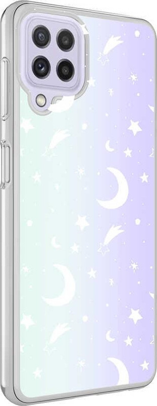 Samsung Galaxy M32 Kapak Ay Desenli Fosforlu Silikon Kılıf