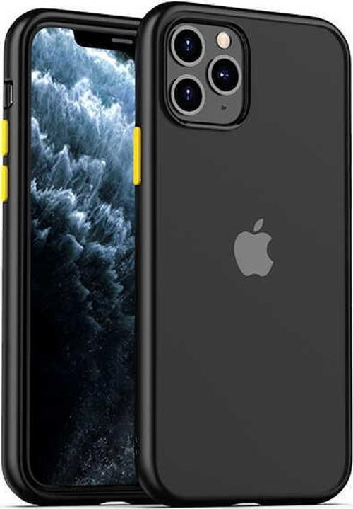 Apple iPhone 11 Pro Max Kapak Arkası Şeffaf Kenarları Renkli Exclusive Kılıf - Siyah