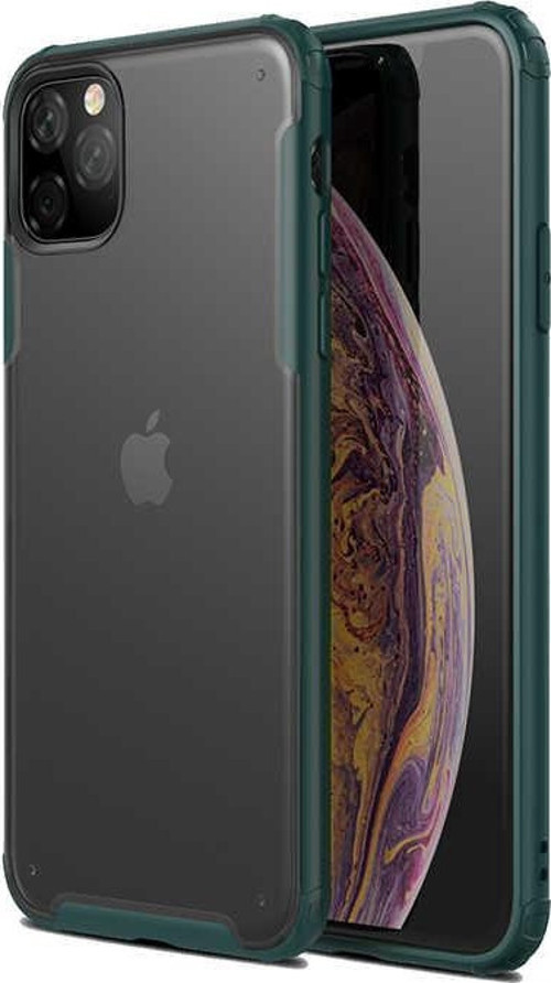Apple iPhone 11 Pro Max Kılıf Renkli Silikon Kenarlı Köşe Korumalı Private Kapak - Yeşil