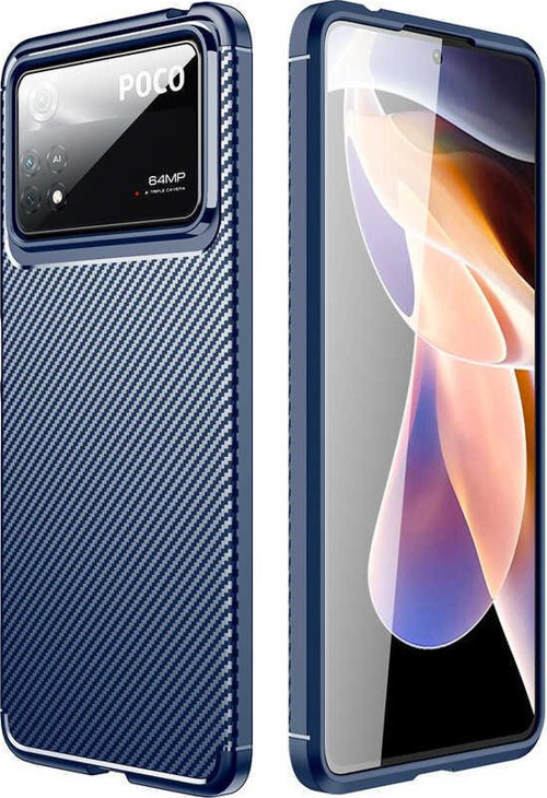 Xiaomi Poco X4 Pro 5G Kılıf Karbon Tasarım Silikon Arka Kapak - Lacivert