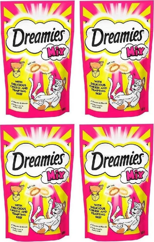 4 Paket Mix Peynirli Sığır Etli Kedi Ödülü Maması 60 gr
