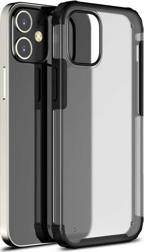 Apple iPhone 12 Kılıf Renkli Silikon Kenarlı Köşe Korumalı Private Kapak - Siyah