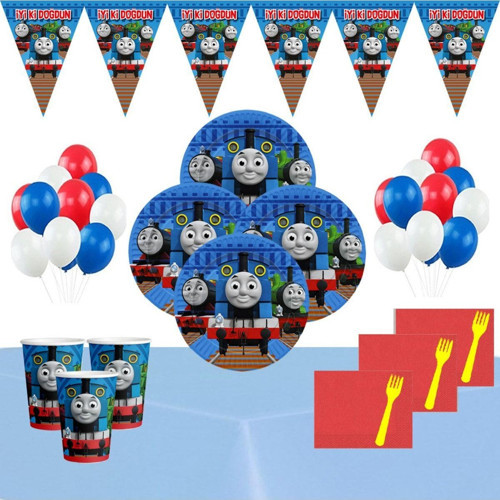 Thomas Train Tomas Ve Arkadaşları 40 Kişilik Doğum Günü Parti Süsleri Malzemeleri Seti