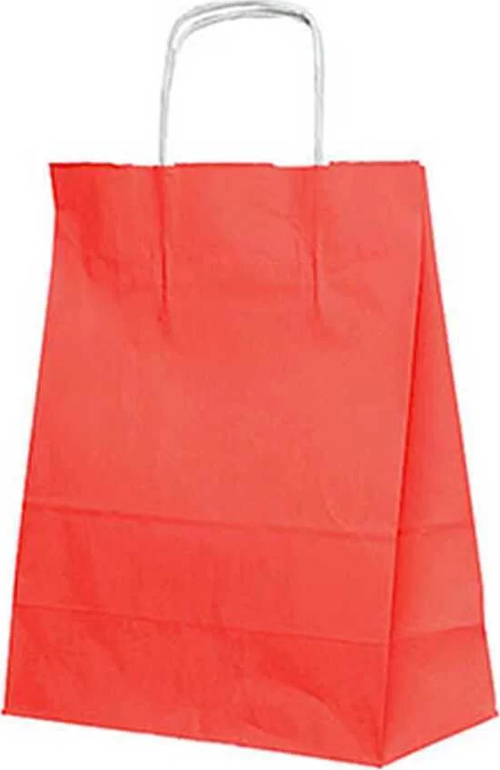Burgu Saplı Kırmızı Kağıt Çanta 25x12x31 cm - 25 Adet