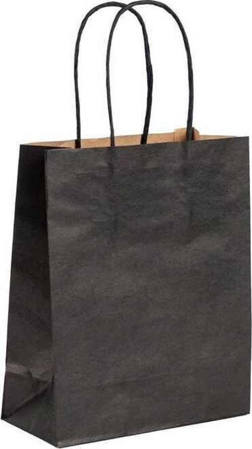 Burgu Saplı Siyah Kağıt Çanta 18x9x25 cm 25 Adet