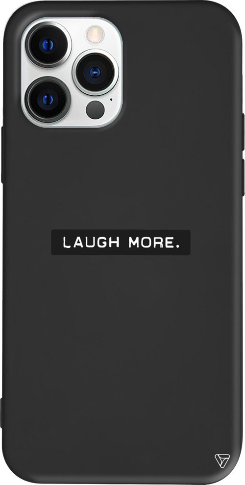 iPhone 15 Pro Max Uyumlu Siyah Renkli Silikon Laugh More Telefon Kılıfı