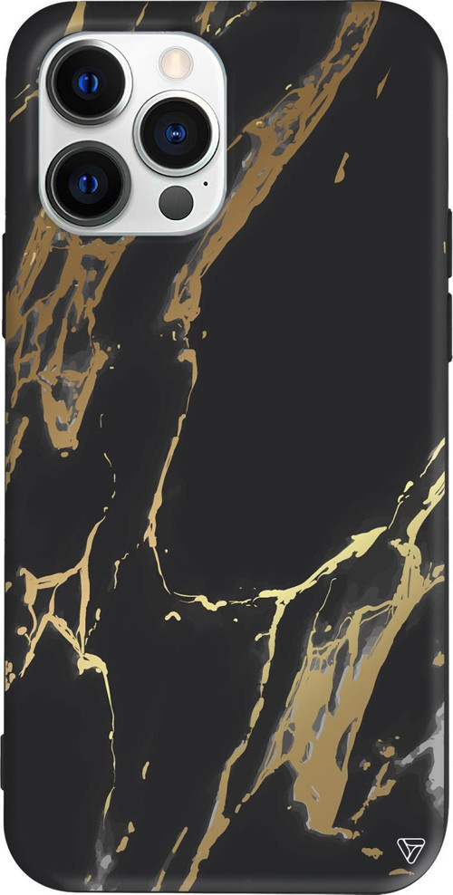 iPhone 15 Pro Max Uyumlu Siyah Renkli Silikon Siyah Mermer Telefon Kılıfı