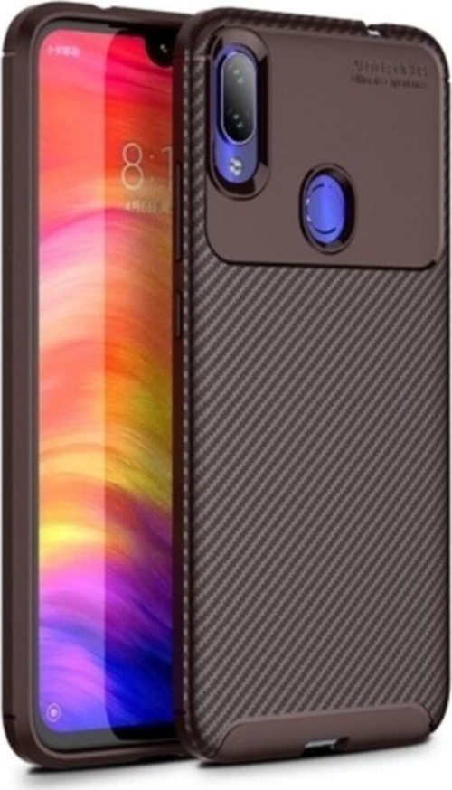 Xiaomi Redmi Note 7 Karbon Tasarımlı Kapak - Kahverengi