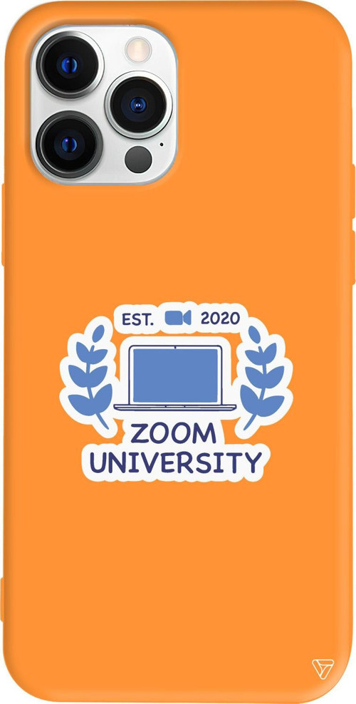 iPhone 15 Pro Max Uyumlu Turuncu Renkli Silikon Zoom Universitesi Telefon Kılıfı