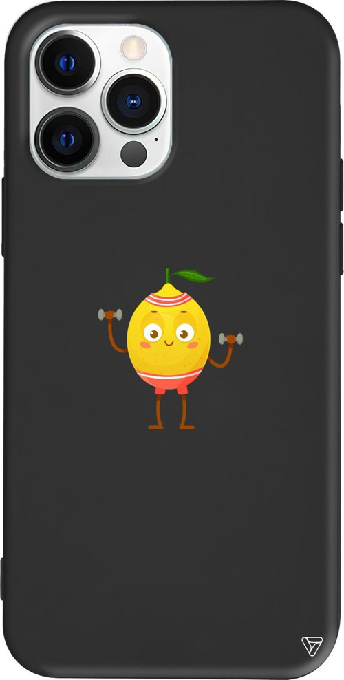 iPhone 15 Pro Max Uyumlu Siyah Renkli Silikon Muscular Lemon Telefon Kılıfı