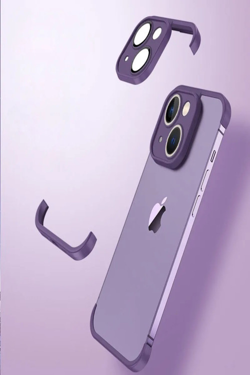 Apple iPhone 13 Mini Kılıf 2 Parçalı Alt Üst Kamera Lens Korumalı Sert Silikon Kapak - Mor