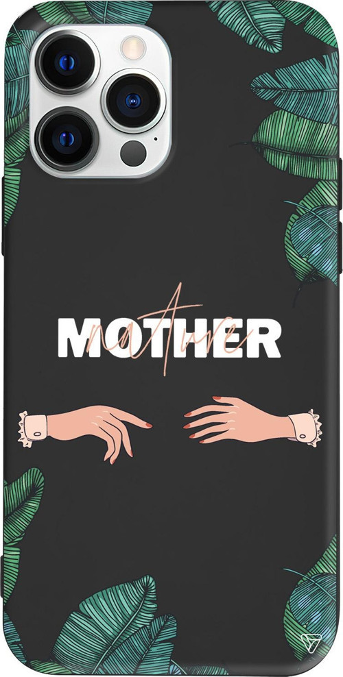 iPhone 15 Pro Max Uyumlu Siyah Renkli Silikon Nature Mother Telefon Kılıfı