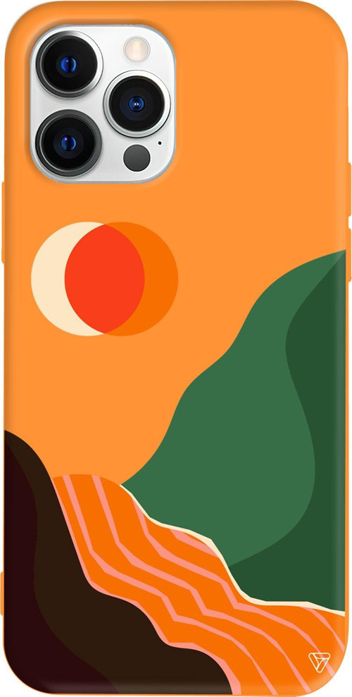 iPhone 15 Pro Max Uyumlu Turuncu Renkli Silikon Abstract Koleksiyonu Manzara Telefon Kılıfı
