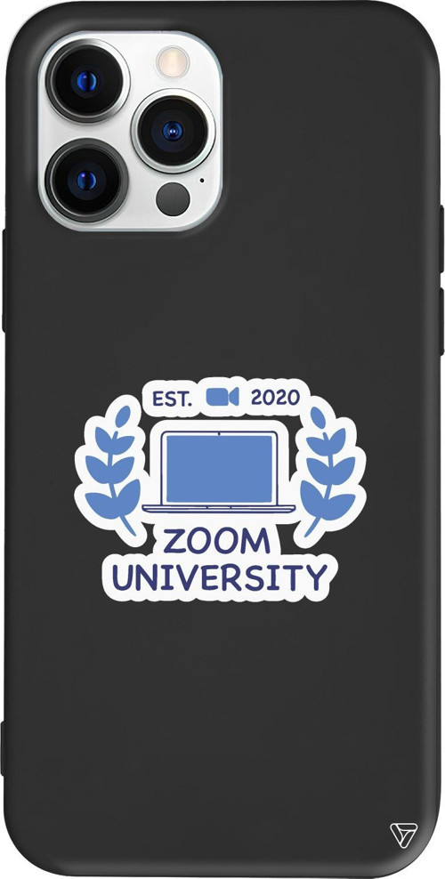 iPhone 15 Pro Max Uyumlu Siyah Renkli Silikon Zoom Universitesi Telefon Kılıfı