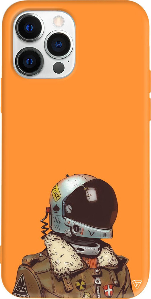 iPhone 15 Pro Max Uyumlu Turuncu Renkli Silikon Motorcycle Man (Motorcu) Telefon Kılıfı