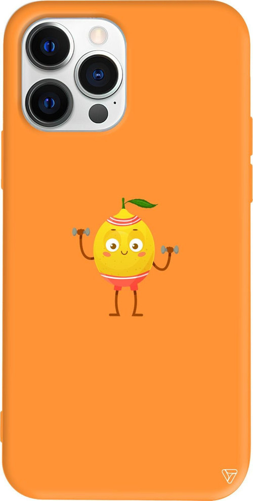 iPhone 15 Pro Max Uyumlu Turuncu Renkli Silikon Muscular Lemon Telefon Kılıfı