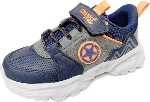 T021 Deri Sneakers Çocuk Spor Ayakkabı 31-35 Laci Füme Flo Turuncu