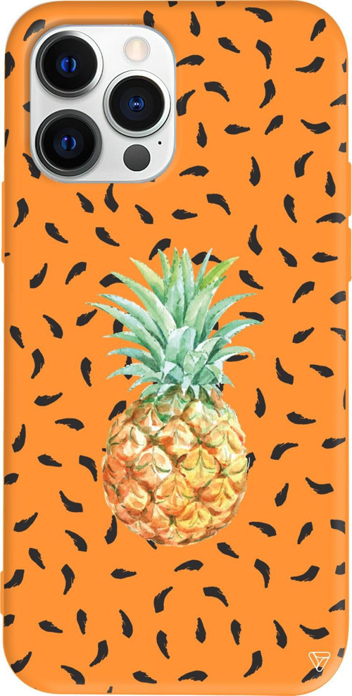 iPhone 15 Pro Max Uyumlu Turuncu Renkli Silikon Ananas Telefon Kılıfı