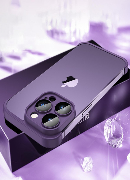 Apple iPhone 13 Pro Kılıf 2 Parçalı Alt Üst Kamera Lens Korumalı Sert Silikon Kapak - Mor