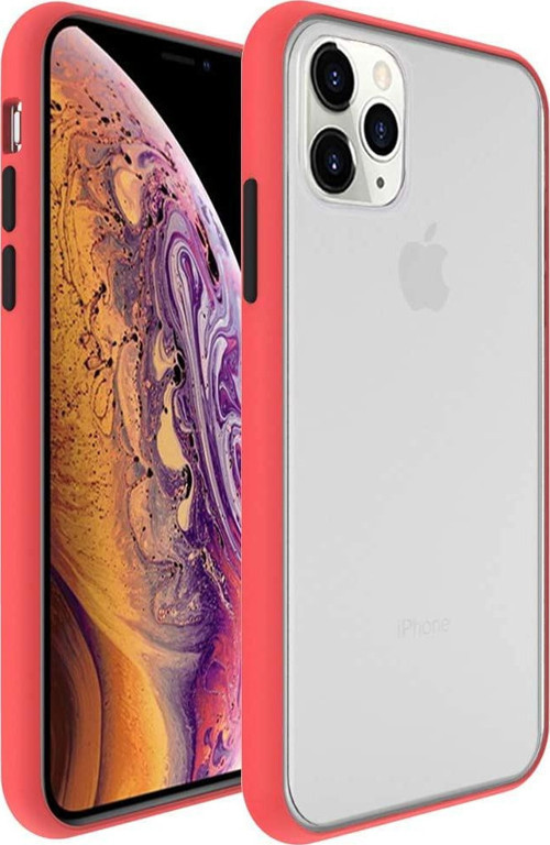 Apple iPhone 13 Pro Max Kılıf Silikon Kenarlı Düğmeleri Renkli Mat Arka Kapak - Kırmızı